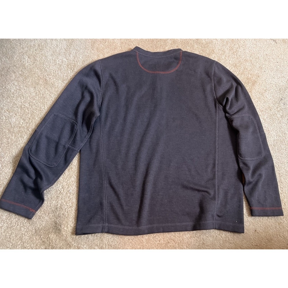 LL Bean Signature Shirt 1/4 Mens Large Waffle Thick Knit Henley Long Sleeve - Picture 3 of 5
